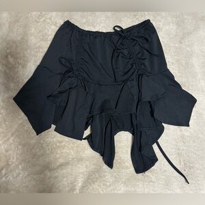 Y2K black asymmetrical tankini skirt with tie detail